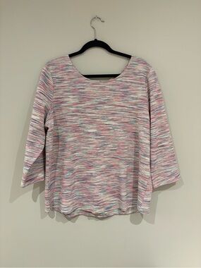 Talbots Multicolor Scoop Neck Knit Top - Pink, White, Blue
